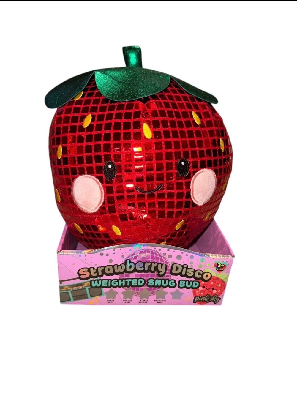 Strawberry Disco Weighted Snug Bud Plush Toy - Red & Green